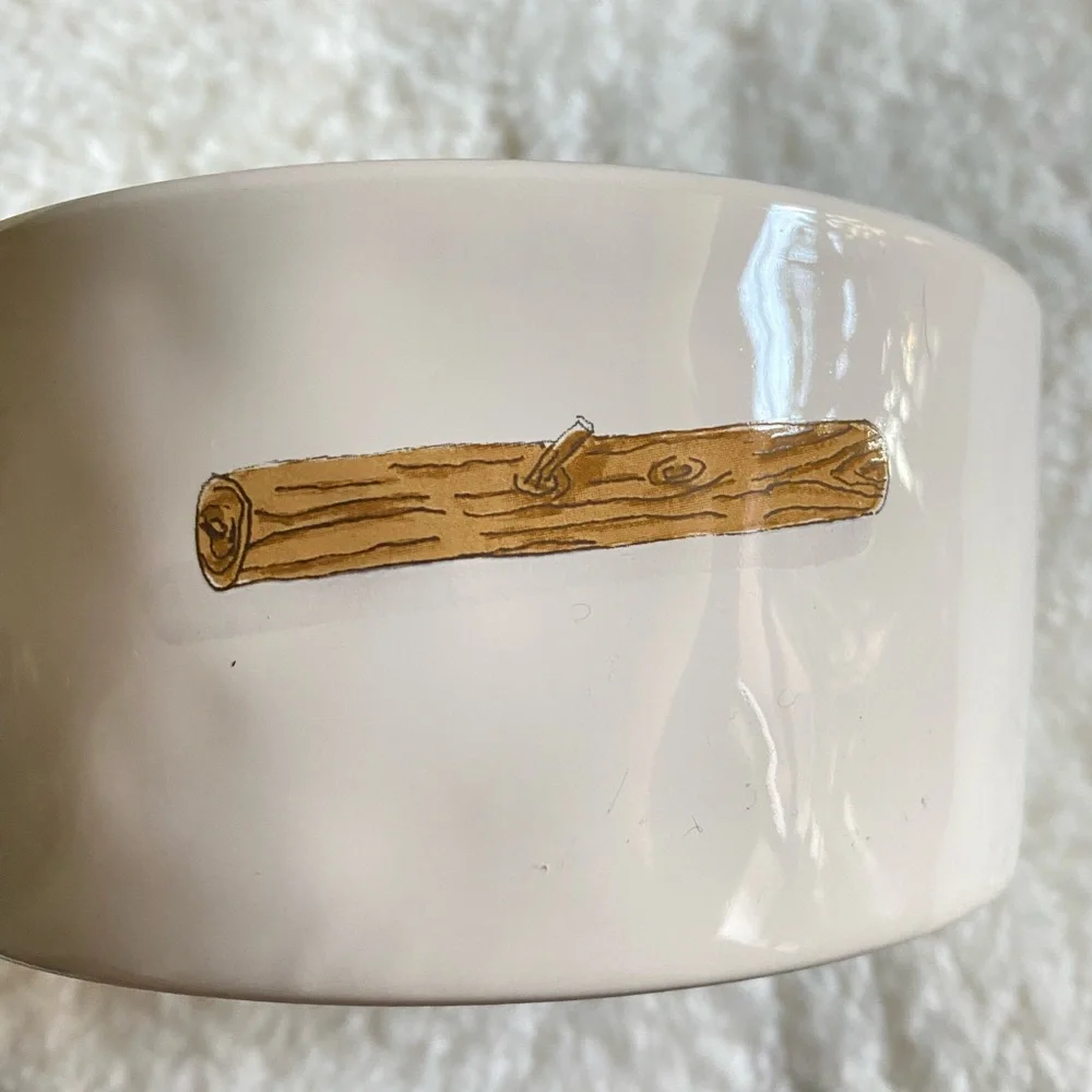 Rae Dunn Artisan Collection White Dog Woof Bowl 8”X 3”